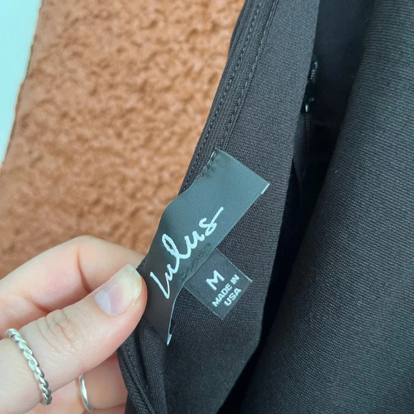 Women’s Lulus Black Skater A-Line Flare Mini Dress Low Back Size Medium - Picture 3 of 5